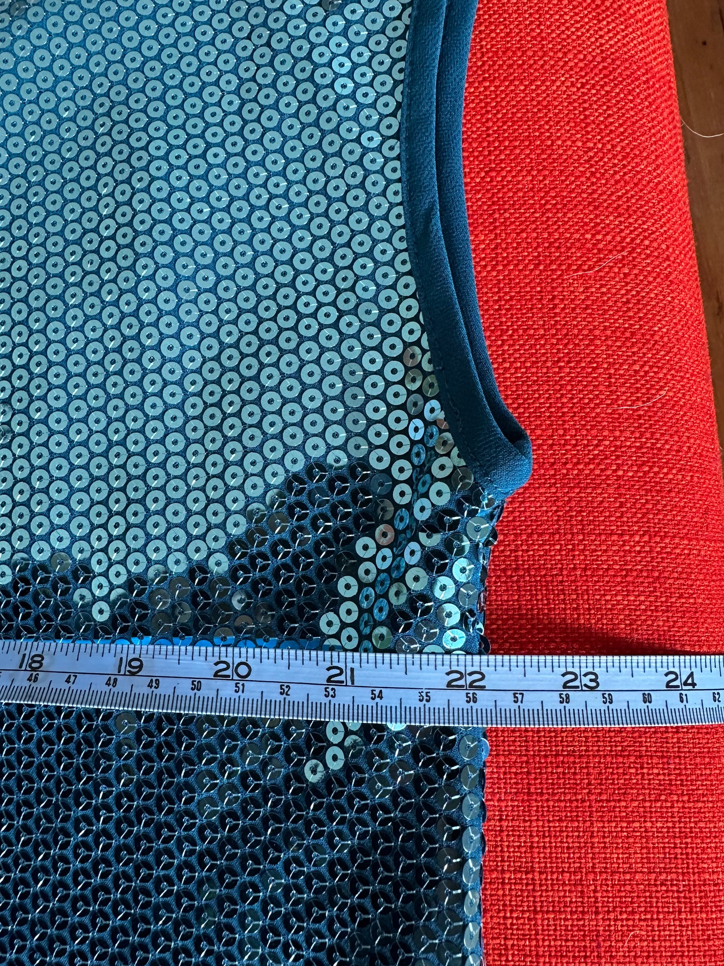 Cap sleeve sequin shirt - teal