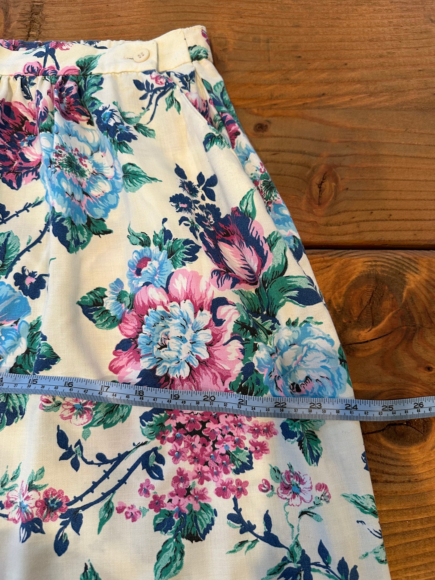 Vintage 80s Floral Midi Skirt - Made in USA