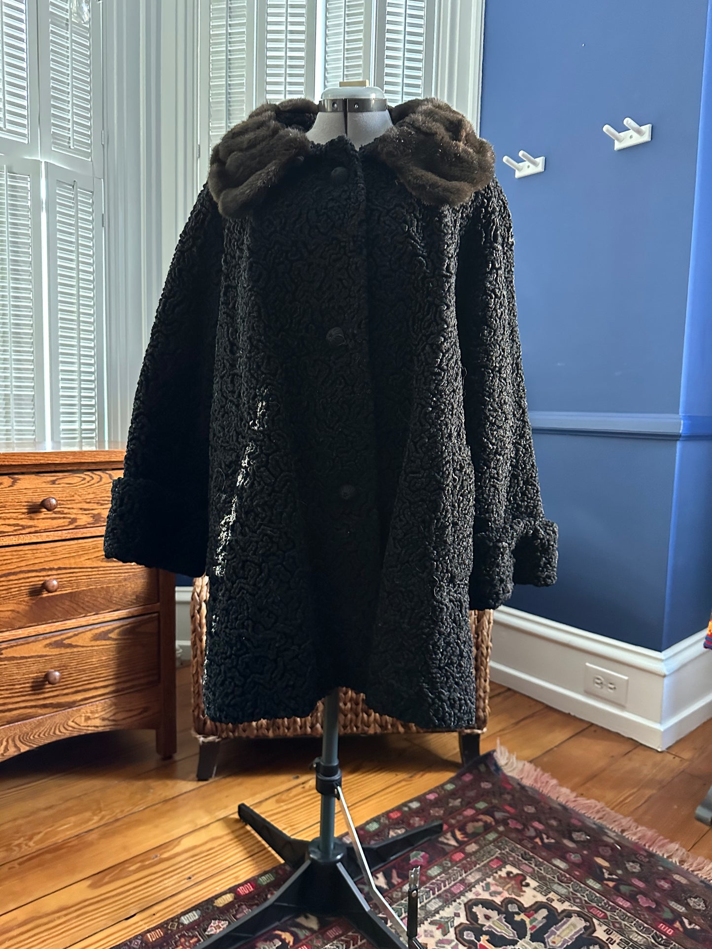 Vintage Faux Persian Lamb Swing Jacket