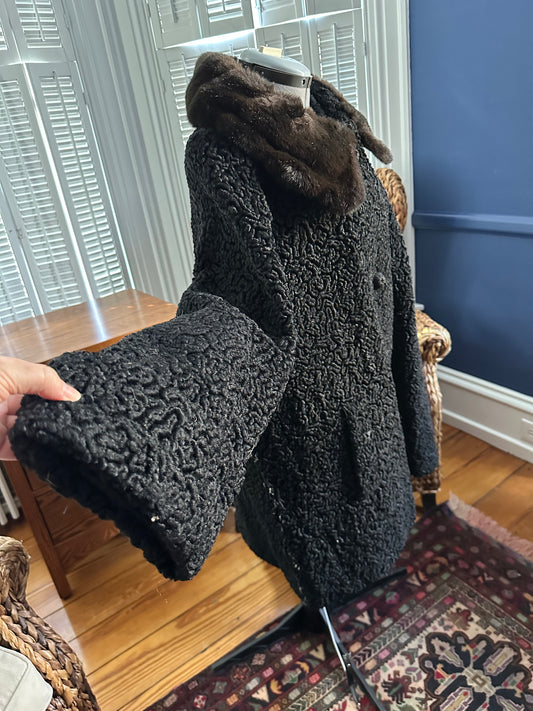 Vintage Faux Persian Lamb Swing Jacket
