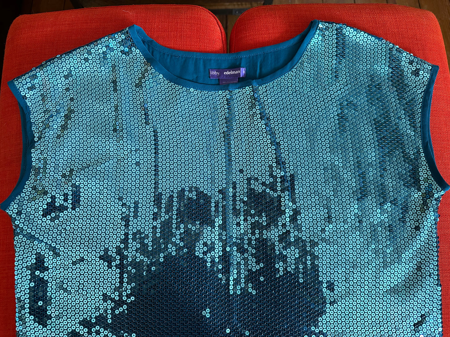 Cap sleeve sequin shirt - teal