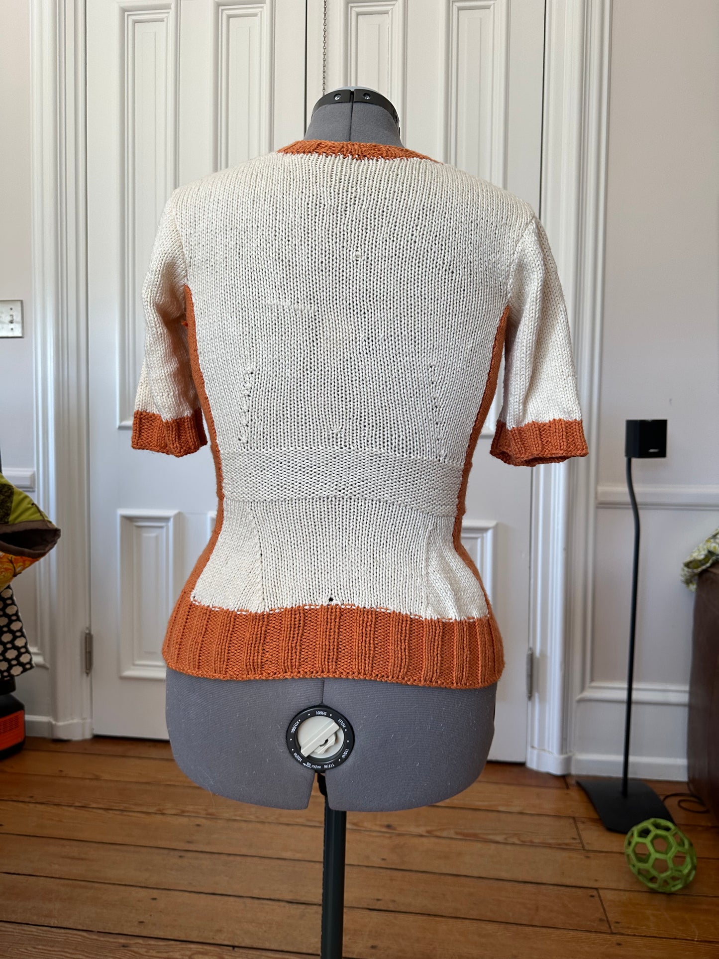 Short sleeve handknit merino sweater