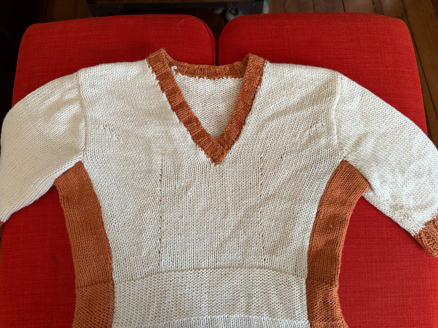 Short sleeve handknit merino sweater