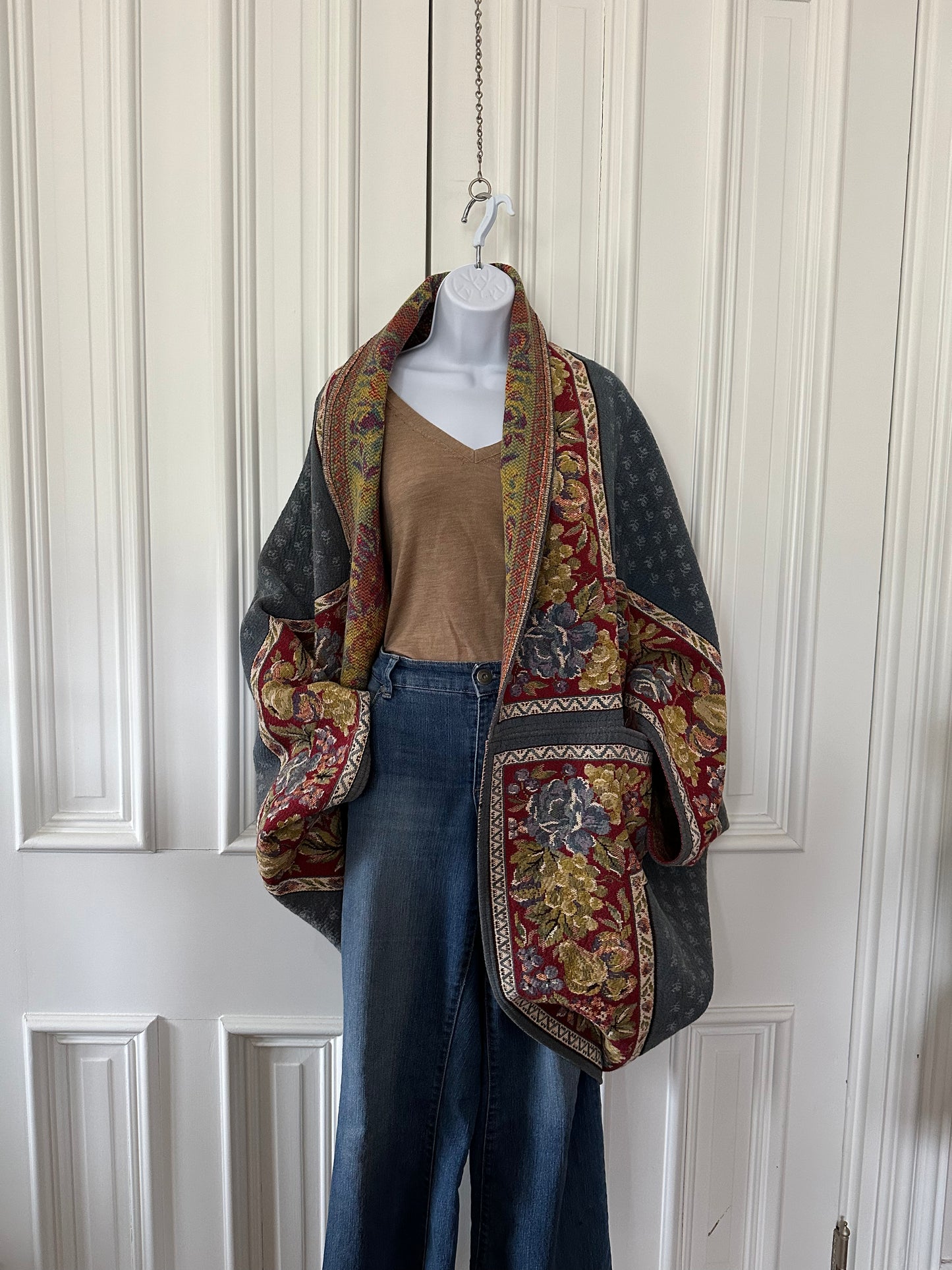 Upcycled Tapestry Wrap - with Pockets!
