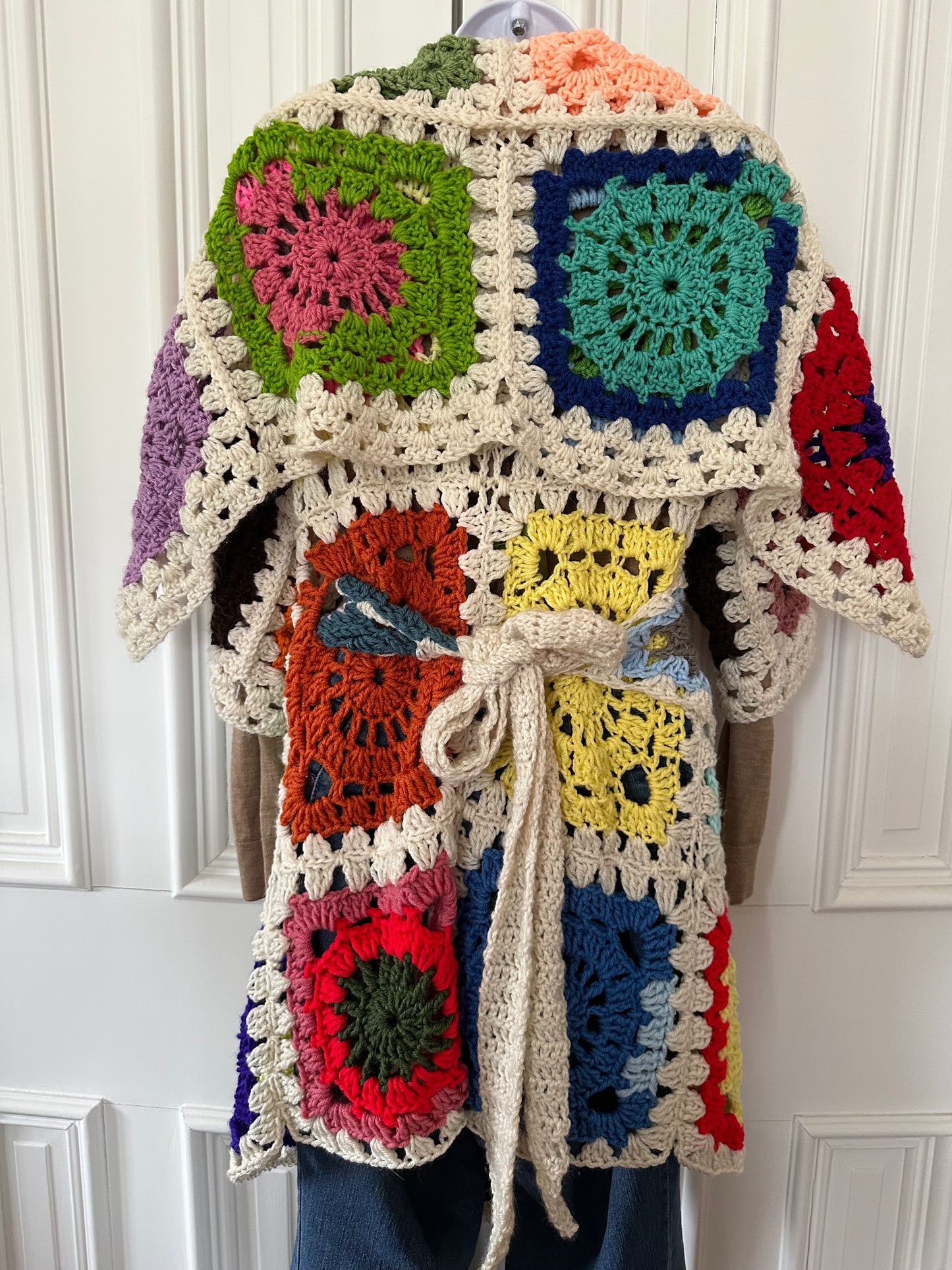 Crochet granny square wrap cardigan