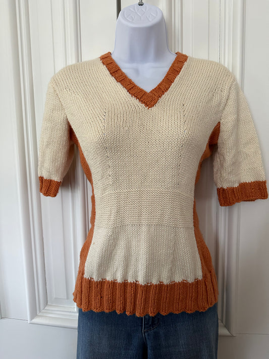 Short sleeve handknit merino sweater