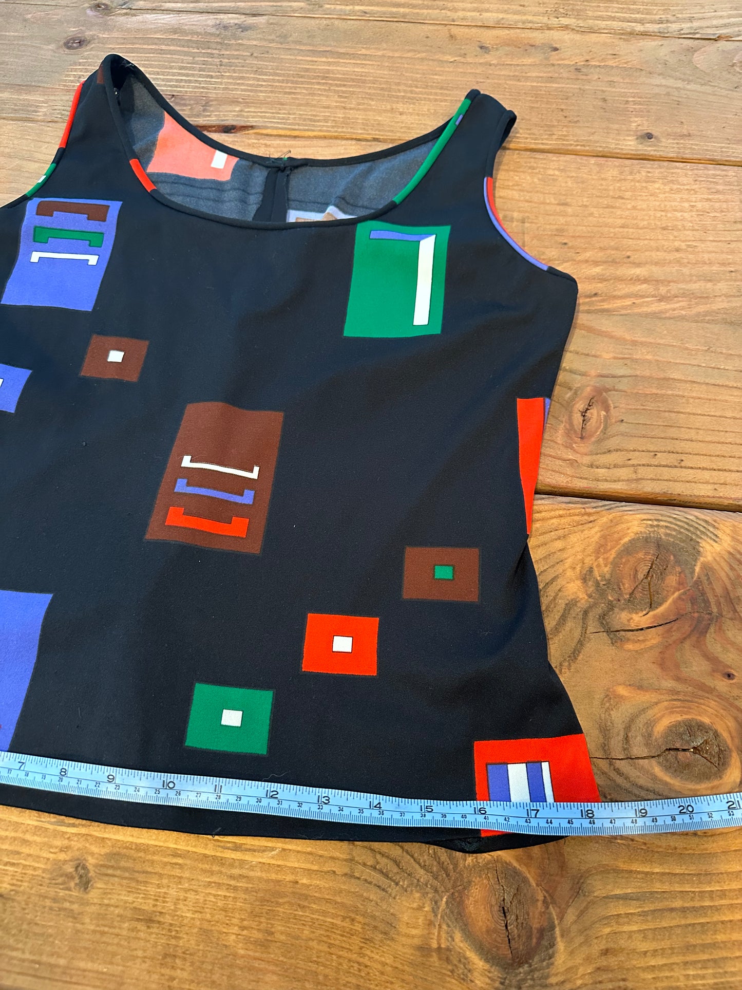 Vintage 70s Jonathan Logan Abstract Geometric Print 3-Piece Set - Blouse, Tank, and Maxi Skirt (M)