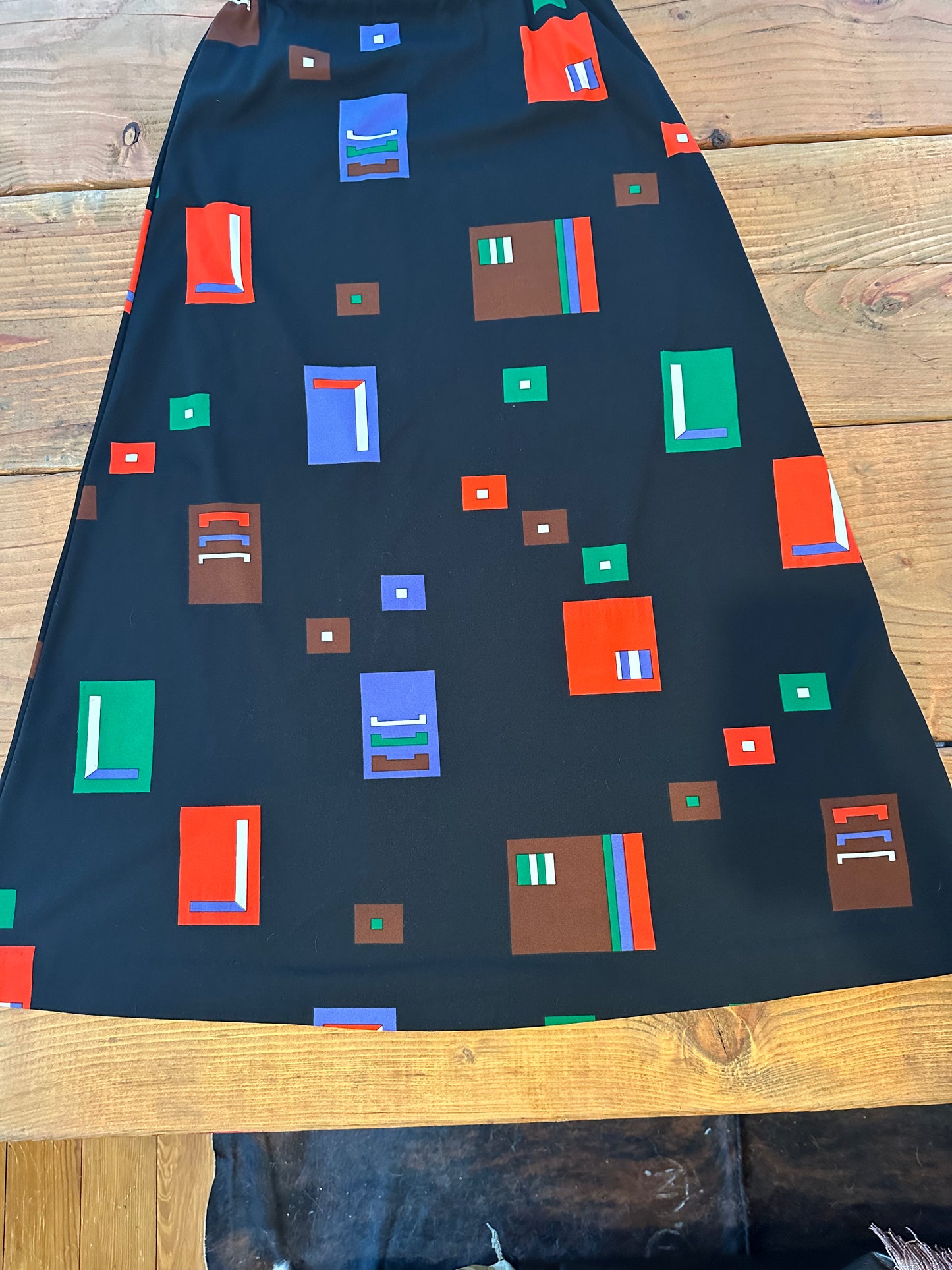 Vintage 70s Jonathan Logan Abstract Geometric Print 3-Piece Set - Blouse, Tank, and Maxi Skirt (M)