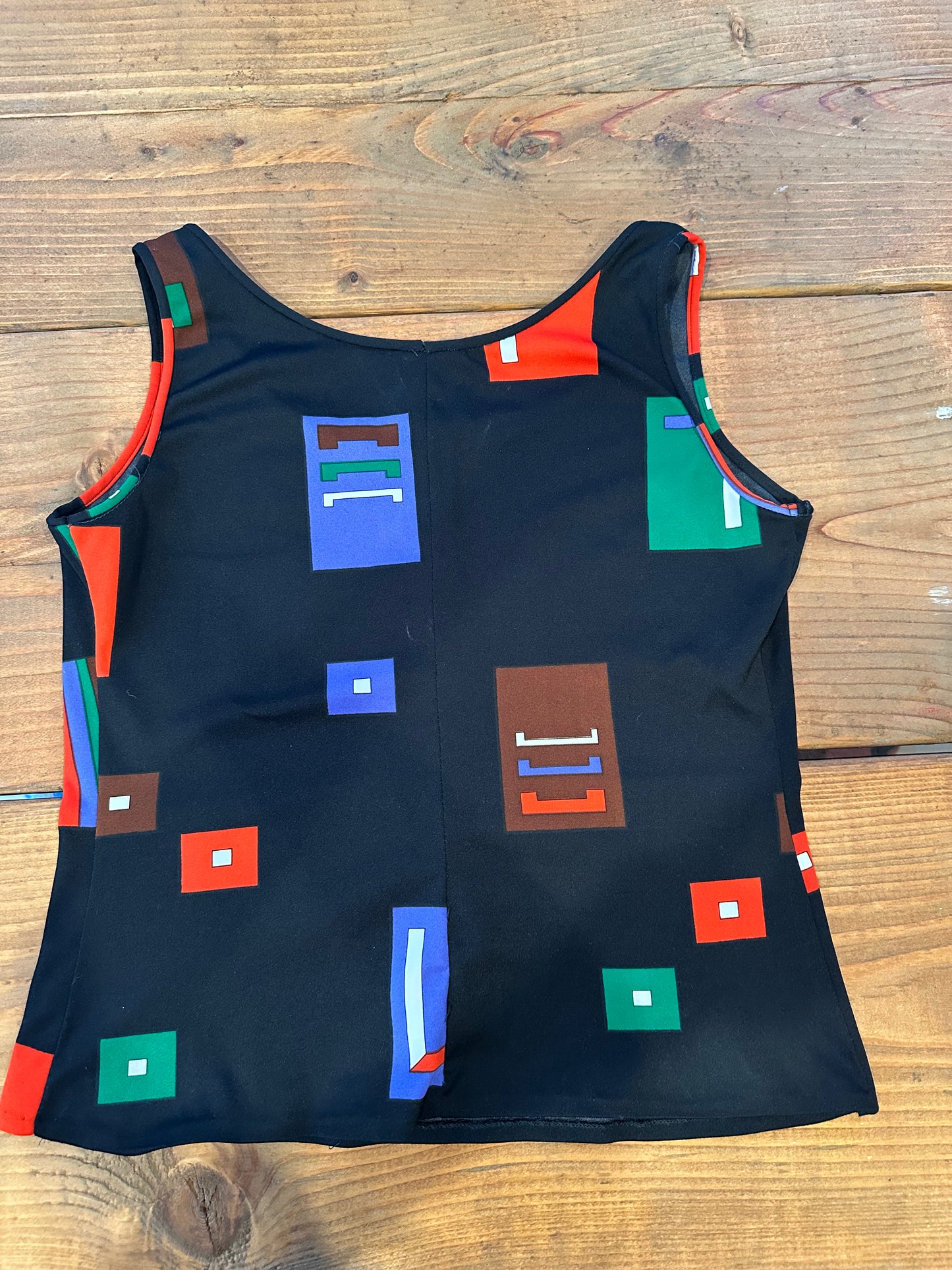 Vintage 70s Jonathan Logan Abstract Geometric Print 3-Piece Set - Blouse, Tank, and Maxi Skirt (M)