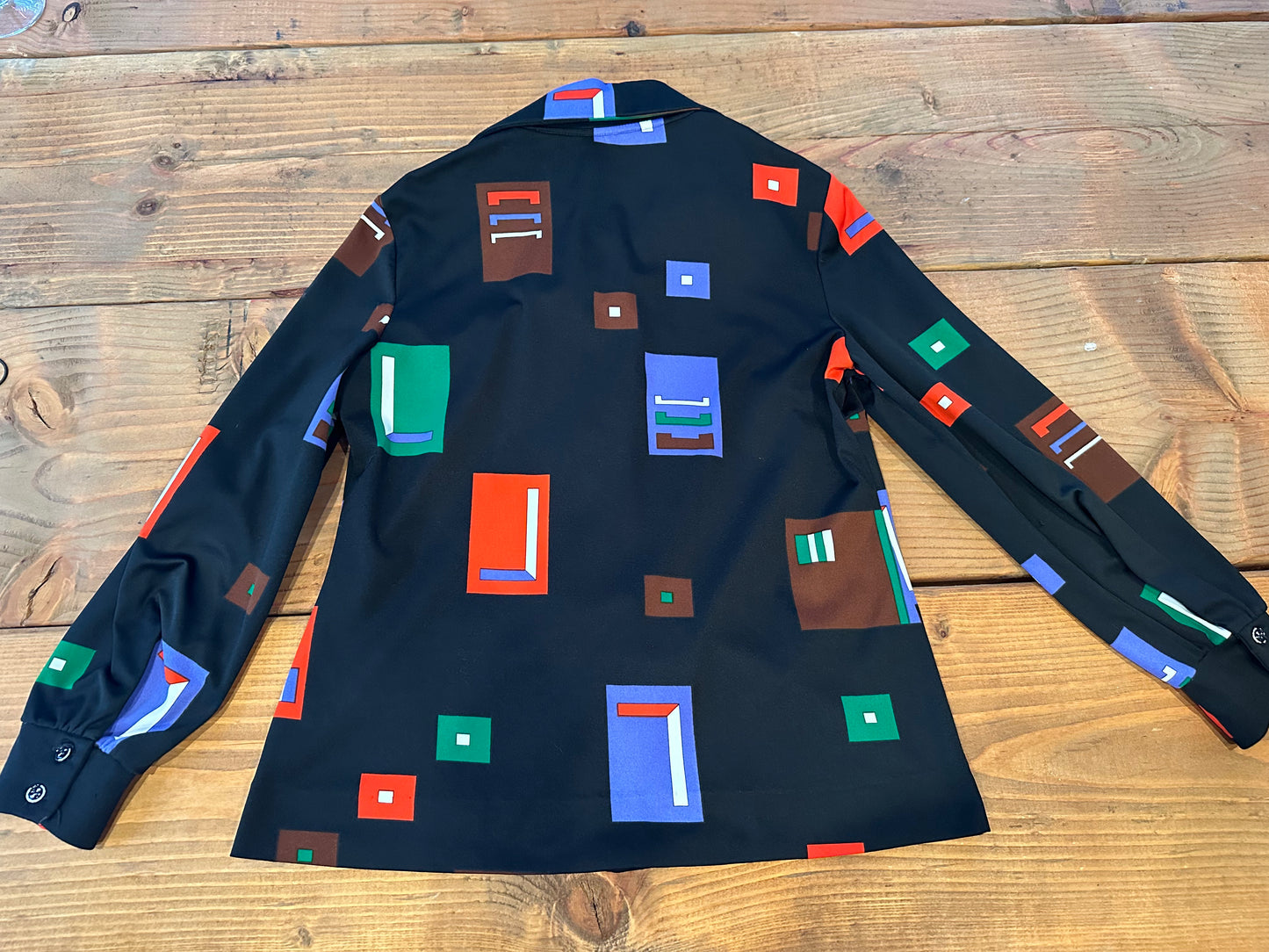 Vintage 70s Jonathan Logan Abstract Geometric Print 3-Piece Set - Blouse, Tank, and Maxi Skirt (M)